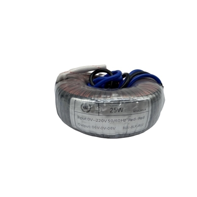 Transformador toroidal monofásico de 25 W 0-220V a 06V-0-06V